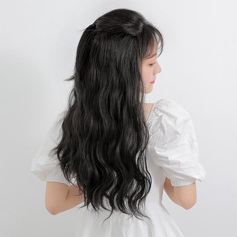 真发接发片女V型一片式大波浪水波纹微卷隐形增发量蓬松60长卷发