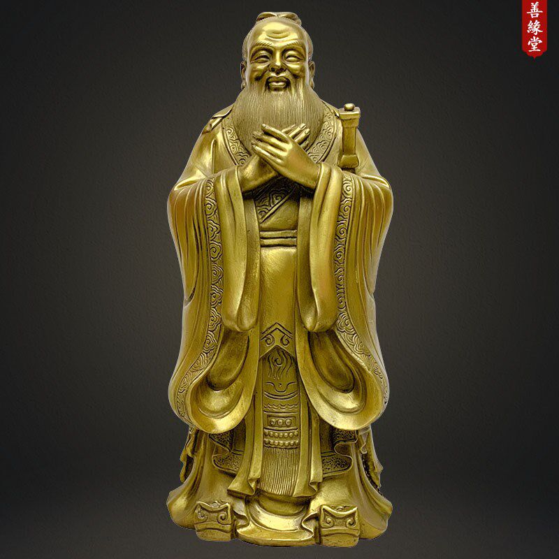 善缘堂铜孔子铜像孔夫子孔圣人先师儒家万世师表家居客厅桌面摆件
