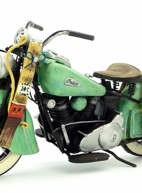 复古手工工艺品仿古铁艺1953年老式摩托车模型装饰摆件生日礼物