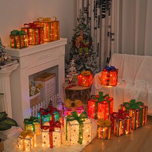 圣诞灯led圣诞礼盒彩灯三件套圣诞节产品生日聚会装 饰道具摆件灯