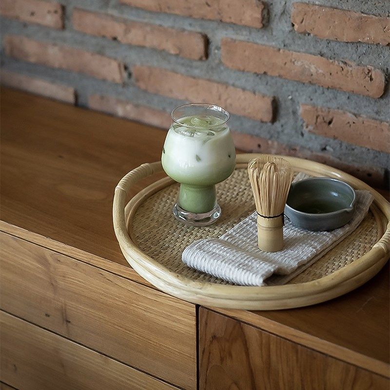 久伴日式藤编竹编托盘水果盘茶盘餐盘客厅餐厅民宿家用野餐高级圆