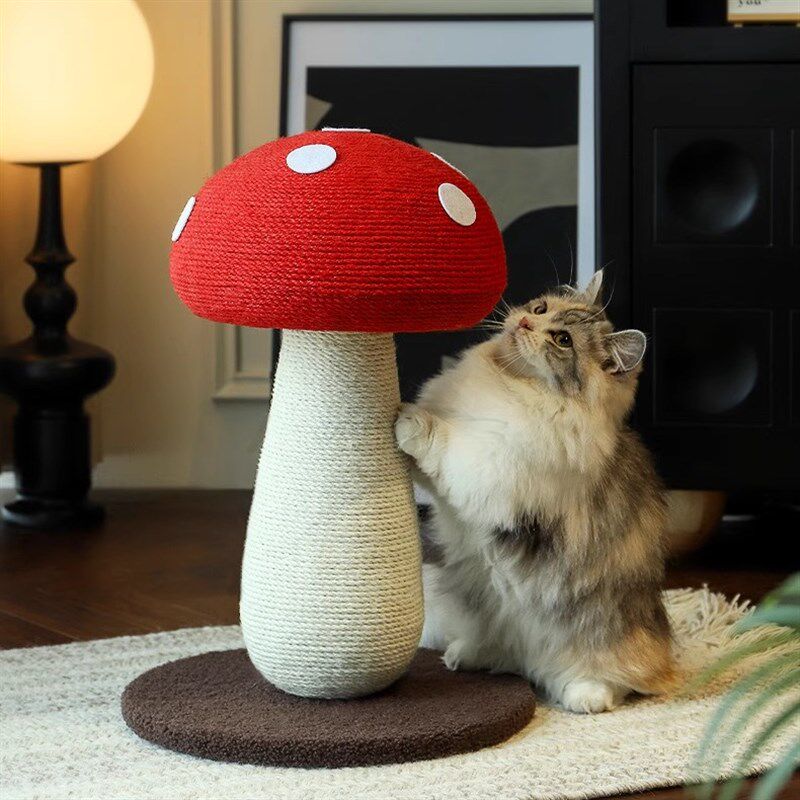 红蘑菇猫抓板可爱耐磨不掉屑防抓猫爬架剑麻宠物玩具立式猫抓柱