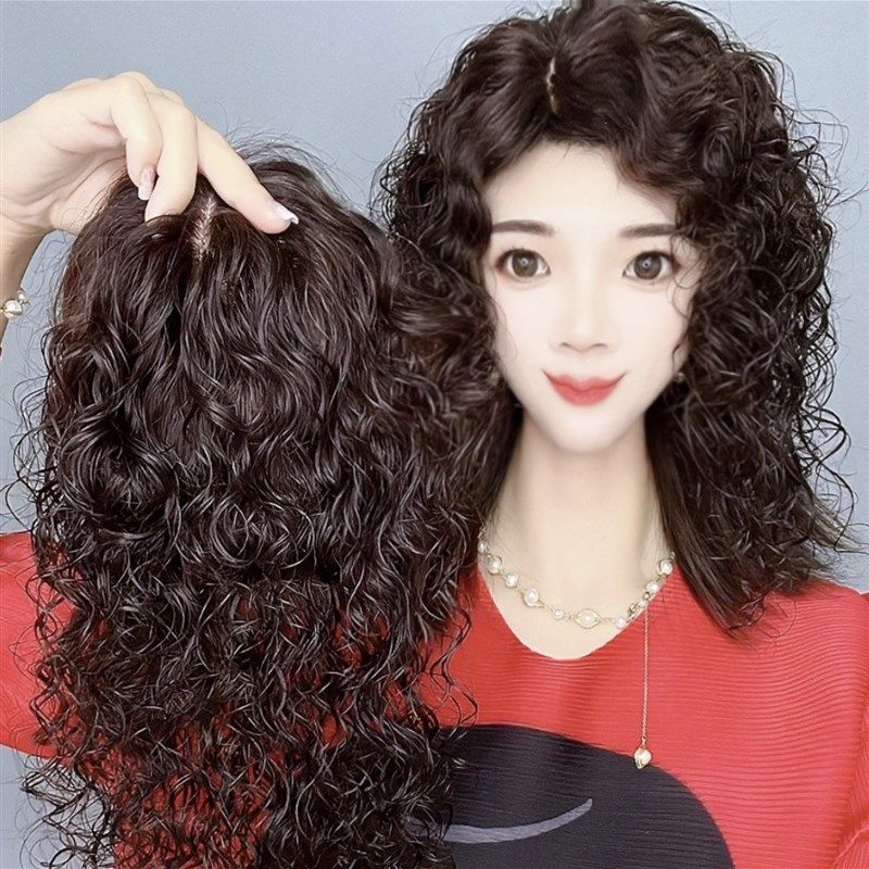 小函新品轻薄透气补发假发无刘海卷发递针真发女士羊毛卷波浪烫发