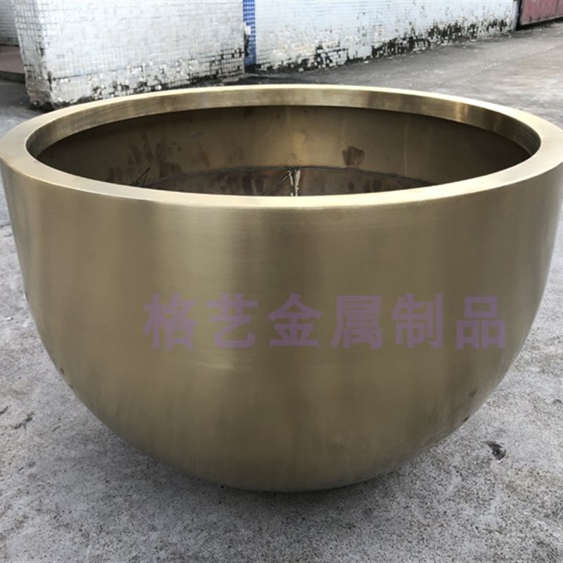 不锈钢花瓶 半圆金属花钵 电镀新款花器 落地大花盆尺寸可定制