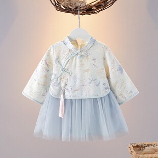 宝宝周岁礼服抓周旗袍裙子 儿童中国风唐装 女童汉服春秋装 2024新款