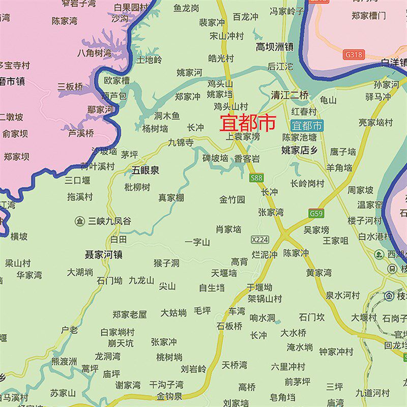 2021新款宜昌市地图贴图办公室挂图高清防水墙壁贴超大装饰画定制