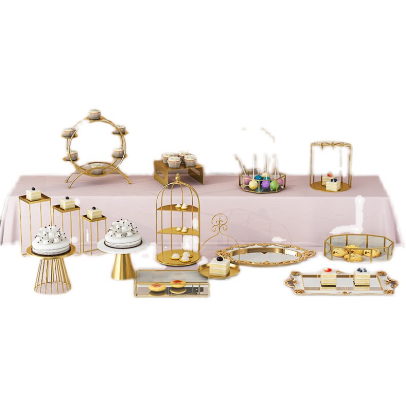 装饰甜品台展示架摆件欧式冷餐茶歇摆台蛋糕点心托盘下午茶点心架