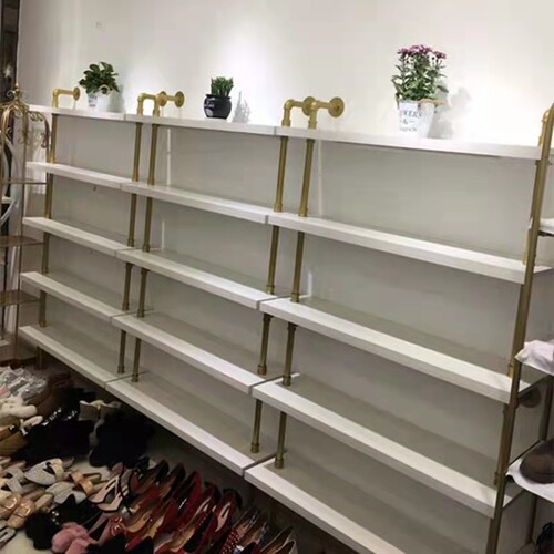 店铺商场鞋架展示架男女童鞋货架上墙鞋架白色免漆板包包展示架