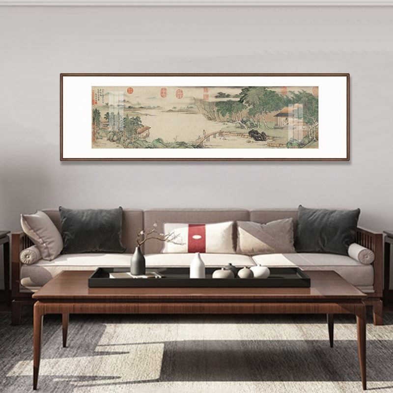 富春山居图国画新中式客厅装饰画茶室沙发背景墙挂画山水壁画招财