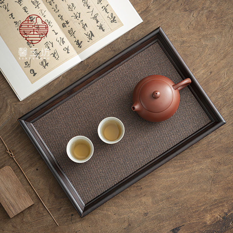 馨玉坊禅意长方单层竹编席面干泡台茶托盘家用日式藤编收纳盘茶盘