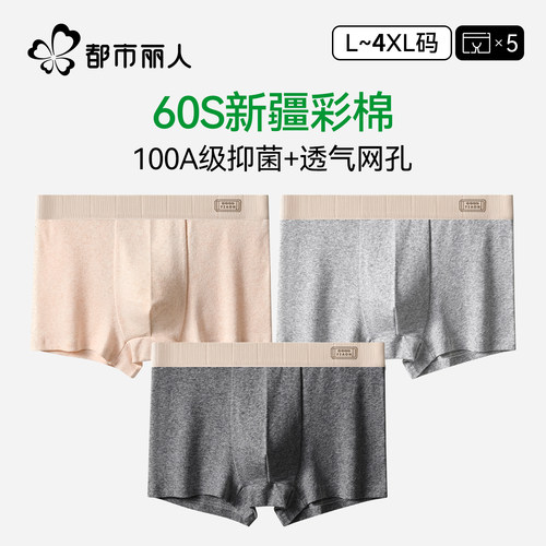 都市丽人内裤男士纯棉透四角裤衩