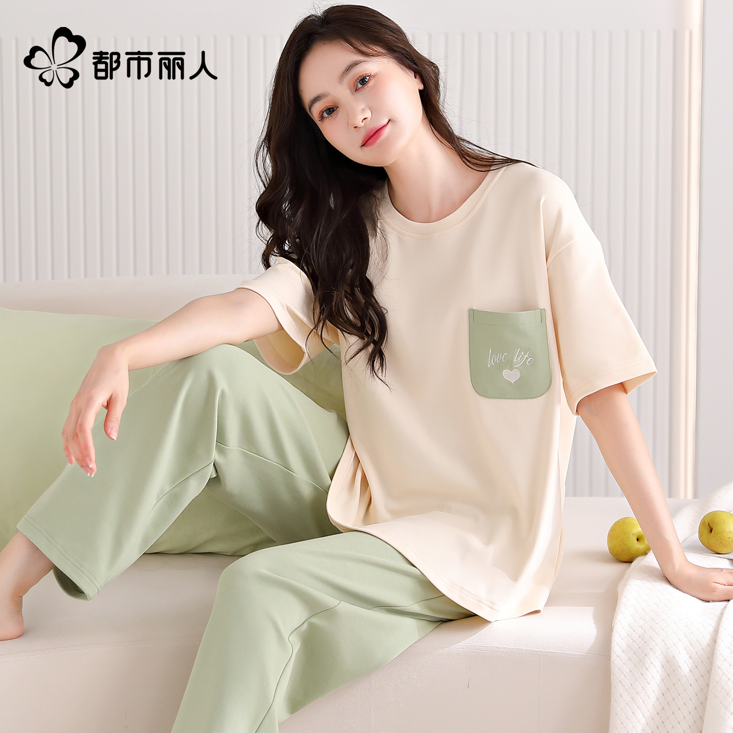都市丽人夏季纯棉短袖女士睡衣