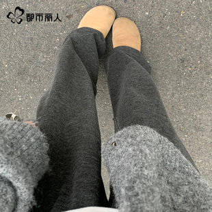 子Y 垂感软糯加绒加厚保暖阔腿裤 都市丽人灰色糯米裤 女冬2025新款