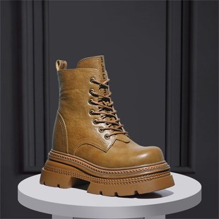 增高马丁靴女英伦风2025秋冬新款 厚底轻便覆古短靴超高跟15cm靴子