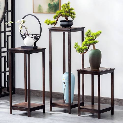 花架子简易室内实木花盆架客厅落地式吊兰架仿古花几中式阳台花架