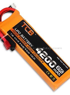 7.4V 2S 4200mAh锂电池T型插头25C 遥控模型飞机直升机航拍无人机