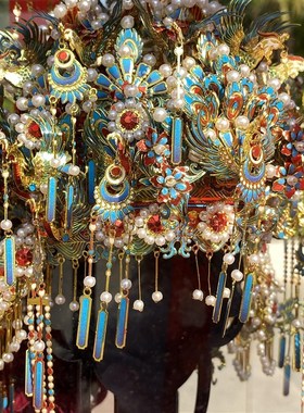 花轿展示盒玻璃罩适配拼酷十里红妆点翠凤冠金翅鸟冠罩子非久间堂