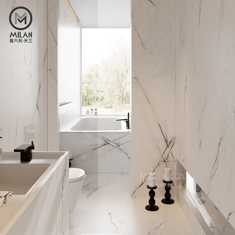 微哑奢石宝格俪大花白大理石纹法式卫生间瓷砖背景墙别墅客厅地砖