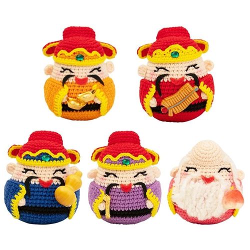 胖小森手a作手工编织玩偶中国风五福钩针diy材料包娃娃勾线毛线团