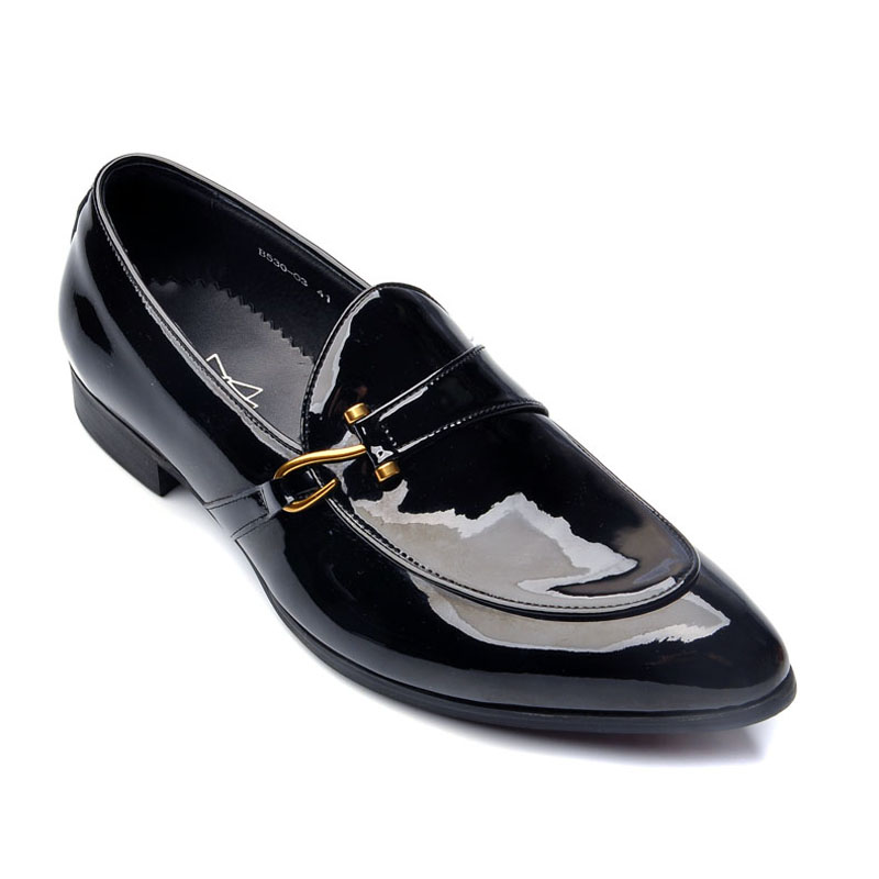 英伦尖头青年单皮鞋潮流休闲男士皮鞋韩版亮皮商务休闲套脚鞋