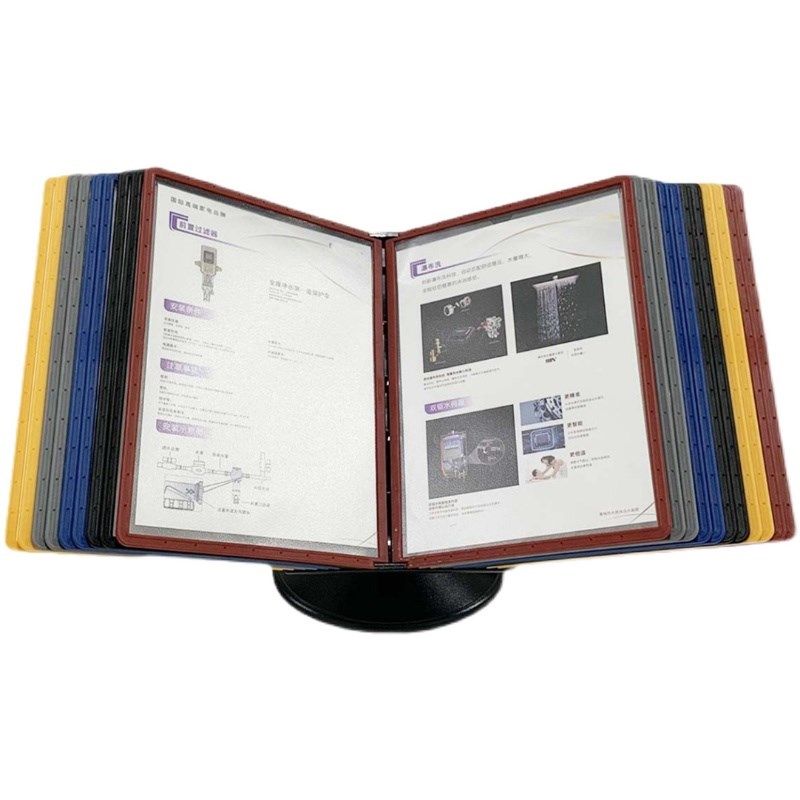 活页文件夹a4商务旋转展示架20页10页文件架办公用品资料夹多功能