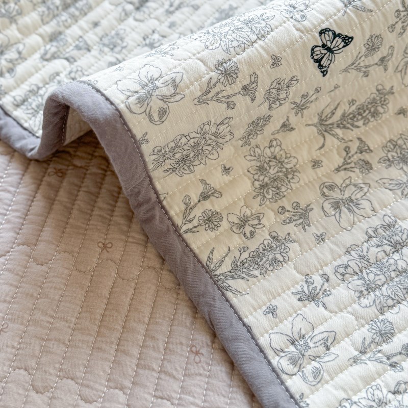 新款四季高温水洗双面纯棉夹棉床盖三件套防滑多功能可机洗床单