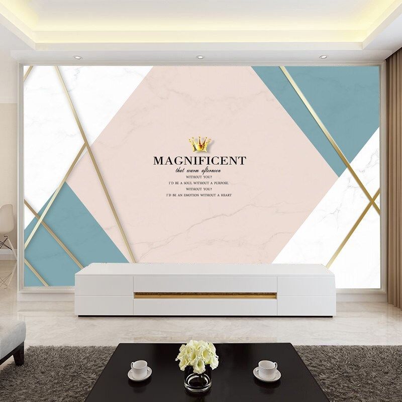 现代简约电视背景墙墙布8d立体客厅影视墙壁纸网红彷大理石纹墙纸