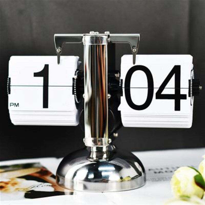 桌面翻页钟欧式翻页时钟翻牌数字座钟闹钟台钟台式摆件机械简约钟