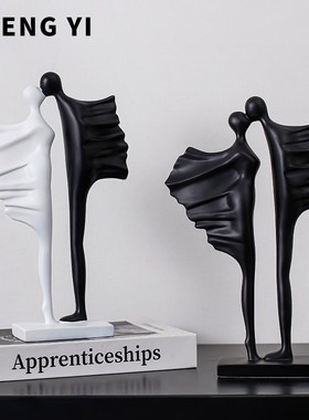 诚艺简约抽象人物黑白摆件客厅家居玄关柜办公室内桌面艺术品摆设