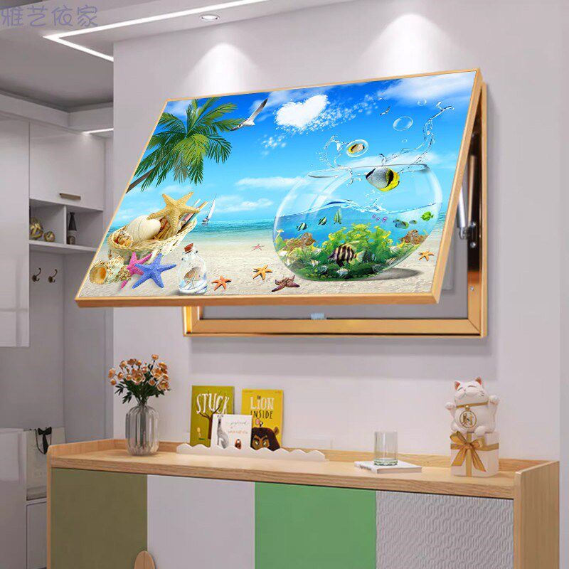 现代简约电c表箱装饰画遮挡电闸箱空开盒挂画沙滩海星风景壁画海