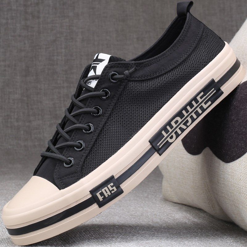 帆布鞋男夏季薄款透气防臭男鞋男士布鞋男款网面休闲鞋平板鞋
