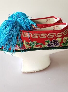 周宓戏剧舞台戏曲京剧越剧秦腔豫剧旦角旗鞋元宝底彩鞋