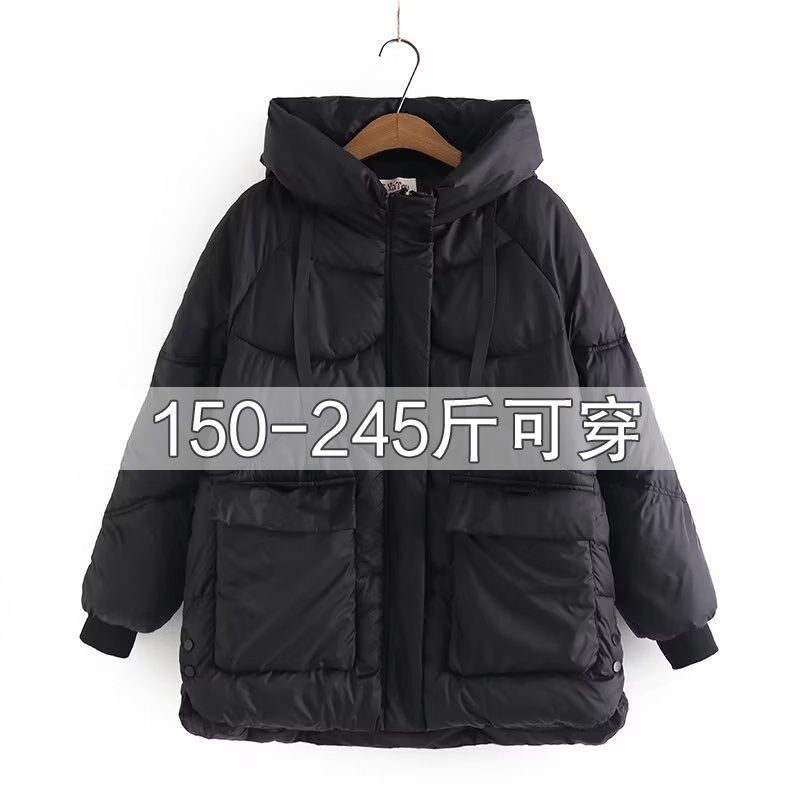 特大码棉服女240斤胖mm冬季230宽F松显瘦加厚保暖羽绒棉衣连帽棉