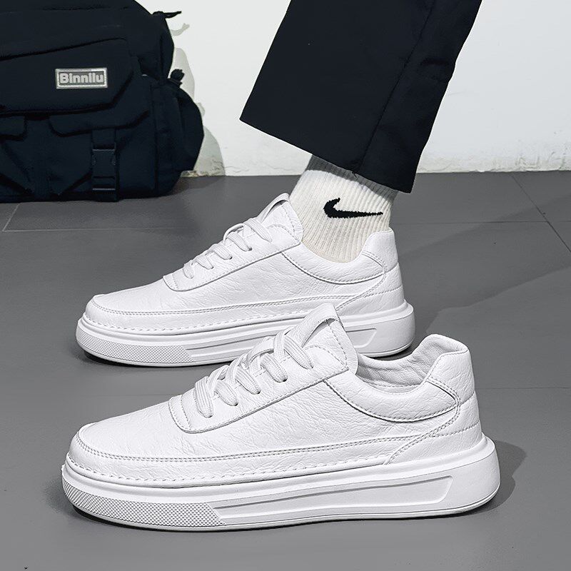 男鞋2025新款时尚皮面高级感小白鞋男款夏季透气轻便运动休闲板鞋