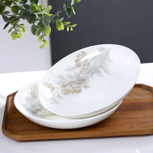 骨瓷盘子菜盘家用8英寸饭盘2x025新款陶瓷汤盘碟子深盘微波炉可用