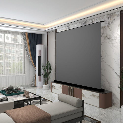 雄爵抗光投影幕布家用高清拉线电动地升幕布移动便携地拉式电动投