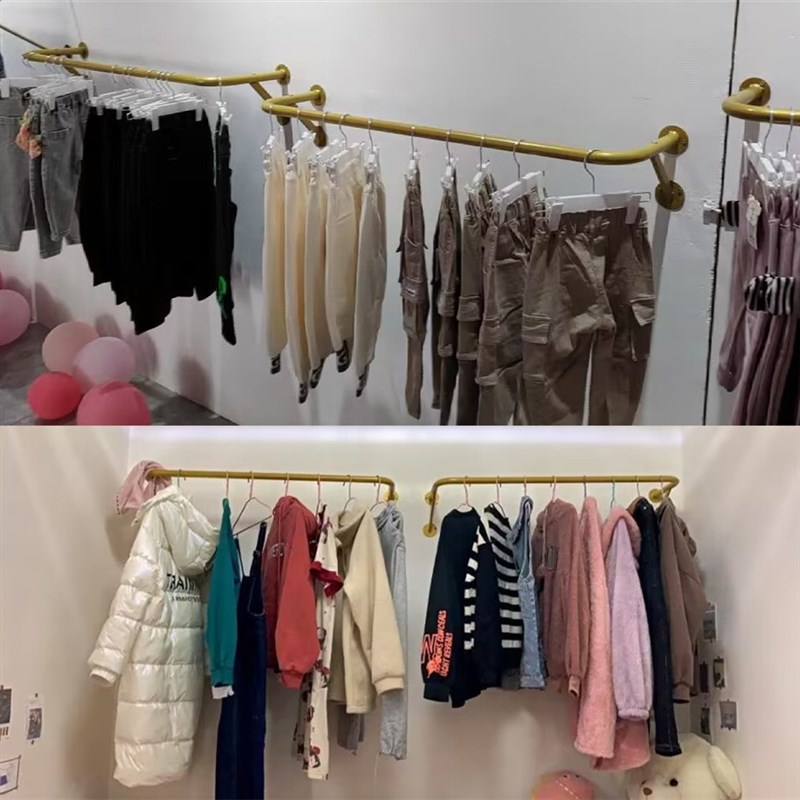 晾衣杆固定式侧墙晾衣架壁挂式挂衣杆室内简易不锈钢支架衣帽架