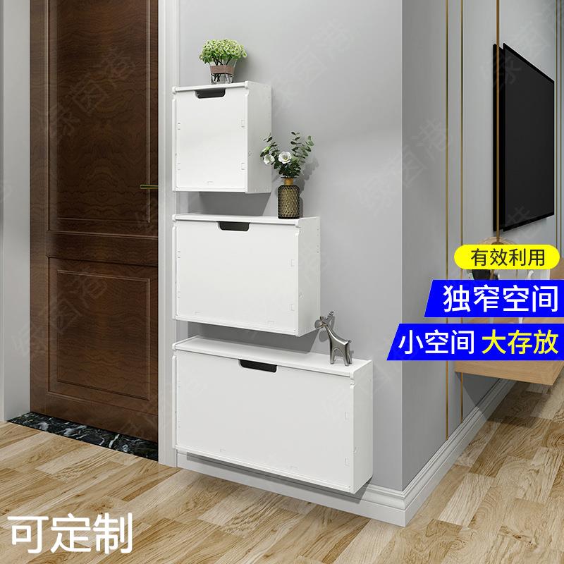 壁挂式翻斗门口简易鞋架免打孔卫生间收纳架省R空间小窄拖鞋置物