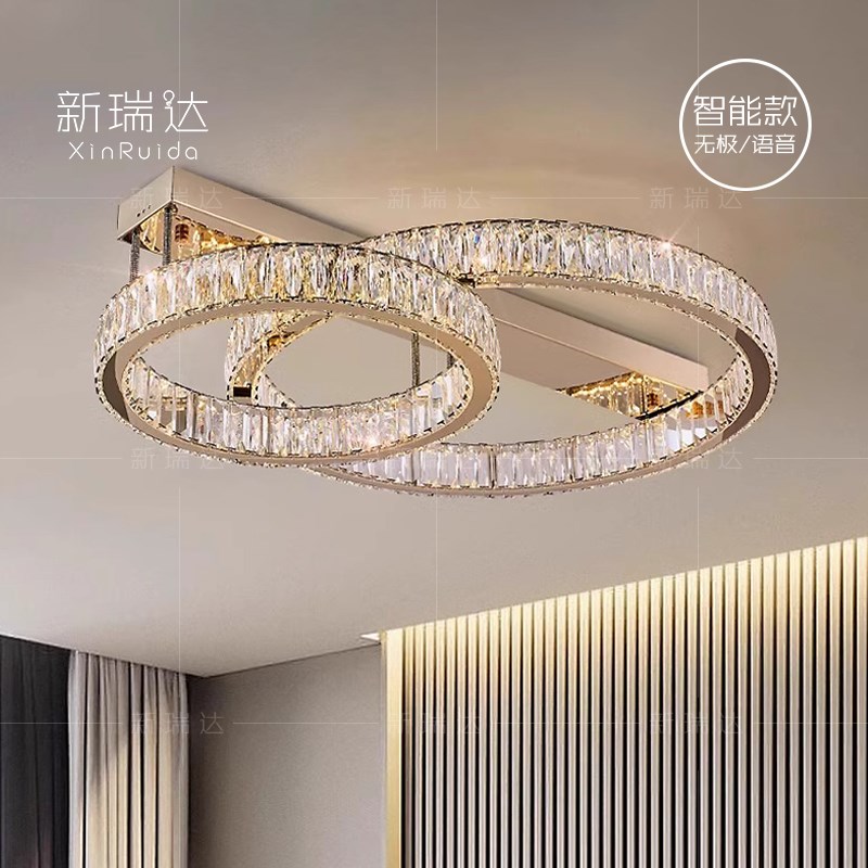轻奢水晶吸顶灯led客厅灯现代简约卧室大气圆形R餐厅房间灯具新款