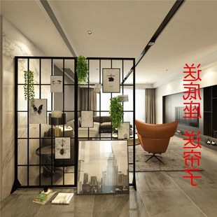 饰办公室玄关墙家用卧室房间挂窗帘分隔 厂屏风隔断客厅柜铁艺q装