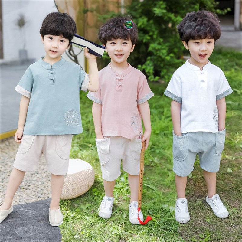 男童夏装礼服f汉服儿童改良w薄款民族风刺绣唐装夏天男宝宝汉服套
