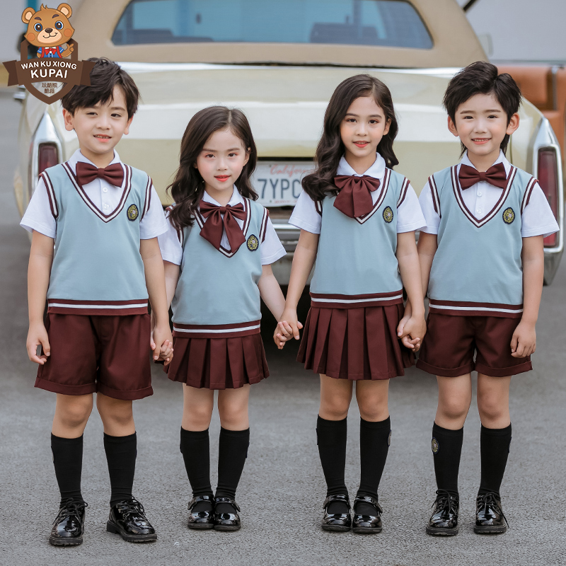幼儿园园服小学生校服班服假两件英伦G学院风儿童口才毕业照表演