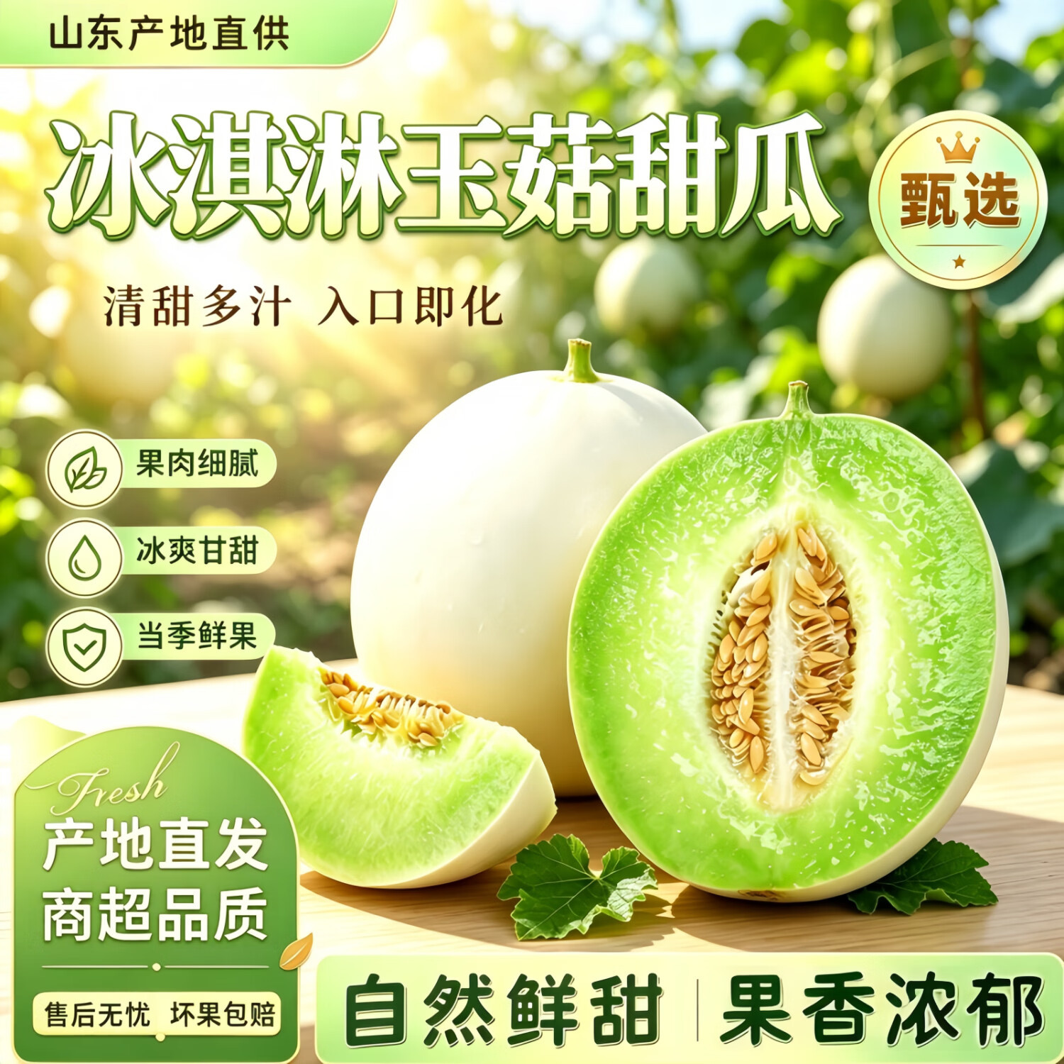 正宗山东玉菇甜瓜当季新鲜孕妇水果冰淇淋口感蜜瓜甜蜜香瓜可顺丰