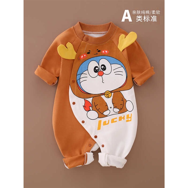 婴儿鸳鸯裤网红保暖内衣满月男女宝宝外出套装A类冬款连体衣长袖