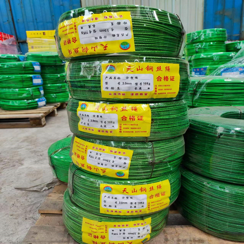 镀锌包塑钢丝绳子大棚葡萄架遮阳网带皮包胶细牵引软拉线3456810m