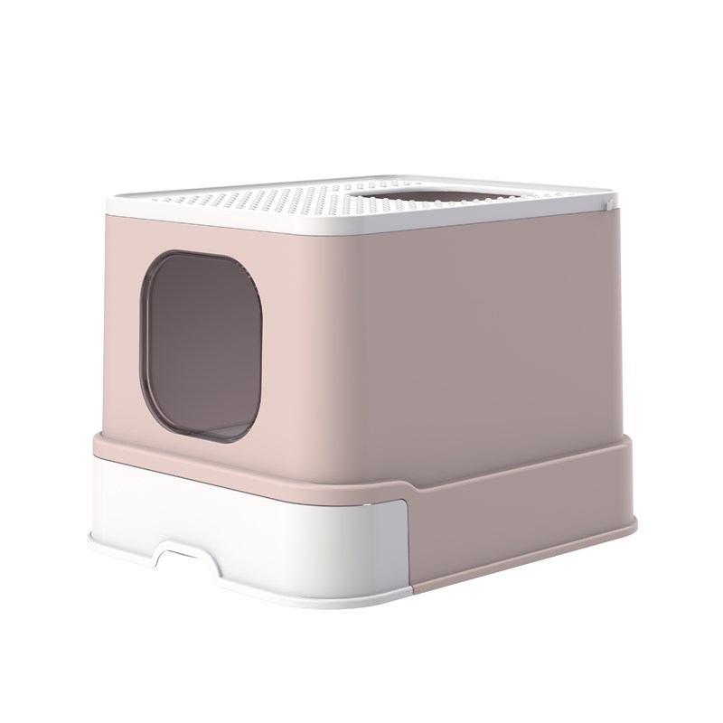 新疆猫砂盆猫厕所全封闭顶入式猫沙盆防外溅超大号猫带抽屉