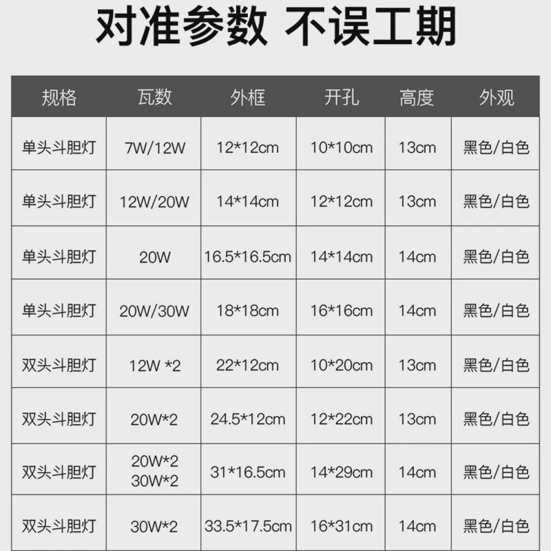 led射灯单头双头斗胆灯嵌入式格栅灯上下左右可调角度商用豆胆灯,家装灯饰光源,斗胆灯,淘宝优惠券,粉丝福利购,淘宝优惠卷