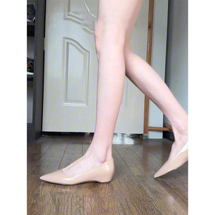 子百搭通勤女鞋 2024年新款 女浅口鞋 裸色内增高尖头平底鞋 春秋法式