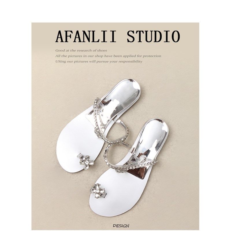 曾小邪还愿心~坡跟夹脚趾凉鞋女夏季平底套趾水钻一字带凉拖鞋,女鞋,其他拖鞋,淘宝优惠券,粉丝福利购,淘宝优惠卷