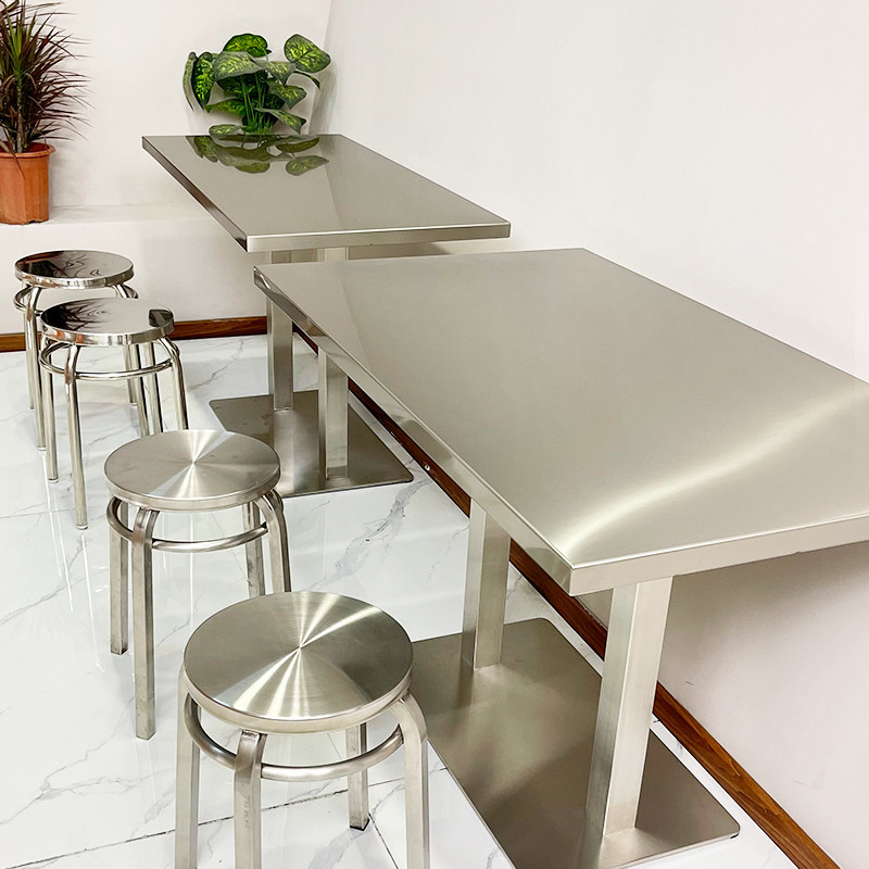 网红工业风不锈钢桌子长方形烧烤店餐厅桌椅圆型凳子正方桌奶茶几,住宅家具,不锈钢/PVC餐桌,淘宝优惠券,粉丝福利购,淘宝优惠卷